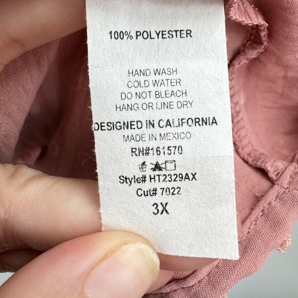 Haptics by Holly Harper Swiss Dot Lace Ruffle Top Sz 3X Rose Pink Boho Coquette - Picture 5 of 8